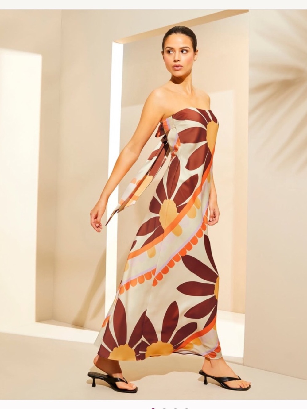 NWT Gianni Bini Francesca Strapless Print Satin Slip Maxi Dress